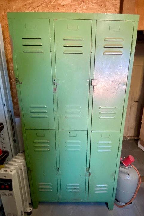 Vintage Spind, Stahl Werkzeugschrank, Deco-Schrank