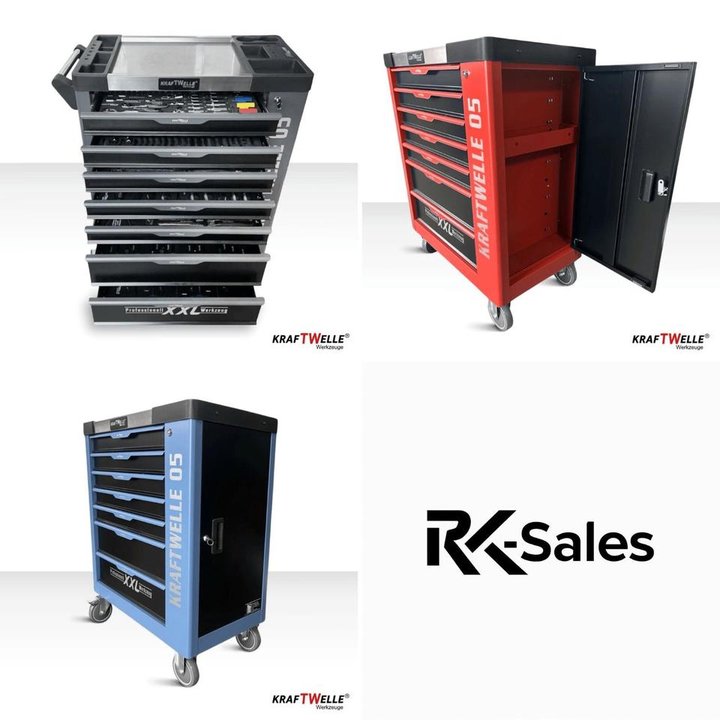 NEU Kraftwelle Werkzeugwagen Werkstattwagen 7 Schubladen 258tlg.