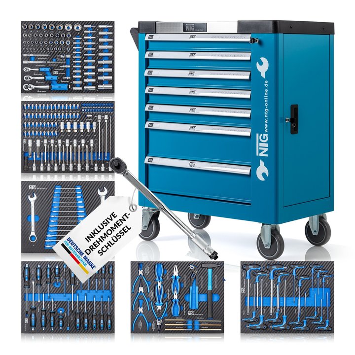 Werkstattwagen gefüllt Werkzeug 247 Teile Werkzeugwagen NTG NEU