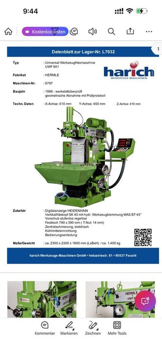 Universalfräsmaschine Hermle UWF 801